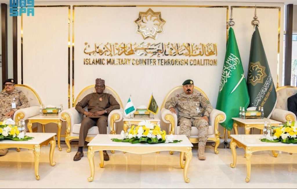 Honourable Minister of State for Defence H.E Dr  Muhammad Bello Matawalle MON and the Secretary-General of the Islamic Military Counter Terrorism  Coalition (IMCTC) Major-General  Mohammed Bin Saeed Al-Moghedi  at the IMCTC headquarters in Riyadh, Saudi Arabia on Monday 18th  November 2024